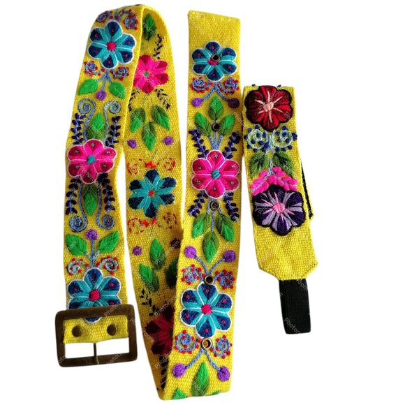 Multicolor Wool Fabric Headband Belt Set Ayacucho